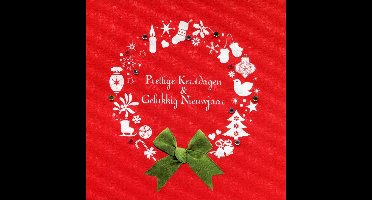 Dubbele Kerstkaarten Rood-Zwart - 10 stuks