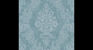 BAROK ORNAMENTEN BEHANG | Klassiek - Blauw Turquoise Zilver - A.S. Création Pure Elegance