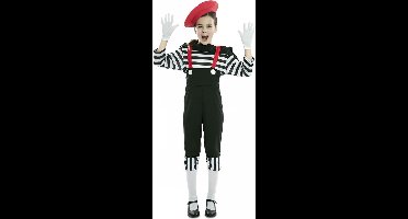 EUROCARNAVALES - Mime kostuum voor meisjes met rode baret - 7 - 9 jaar (122/134)