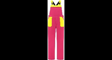 Tuinbroek polyester/katoen fuchsia-geel maat 152
