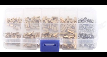KARZO - Messing M2 M3 Hex Kolom Vrouwelijk Mannelijk Spacer Schroef Moer Assortiment, Messing en 304 RVS Materiaal(Set C)