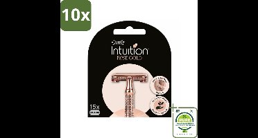 10 x Wilkinson Intuition - Navulmesjes - Rose Gold Safety Razor - Luxe - 15 mesjes - Grootverpakking - Scheermesjes - Scheermesjes Dames - Wilkinson Intuition - Scheermesjes Roségoud - Scheermesjes Luxe