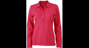 James and Nicholson Vrouwen/dames Elastische Polo met lange mouwen (Roze)