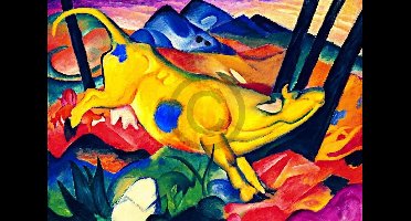 Kunstdruk Franz Marc - Die gelbe Kuh 100x70cm