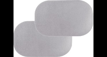 Set van 10x stuks rechthoekige placemats Nina grijs - PVC - 44 x 28 cm - Onderleggers