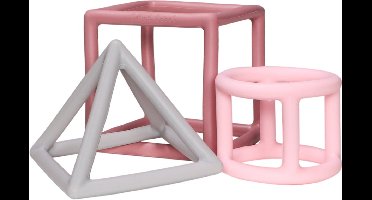 Label Label Roze 3 stuks Geometrische Silicone Bijtringen LLST-15294