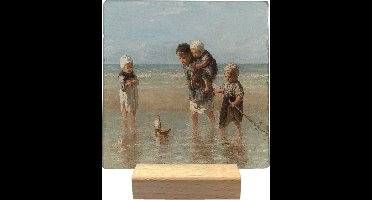 Decoratie tegel - Children of the Sea - natuursteen - 10x10 cm - inclusief houder