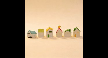Droomdorp – Decoratieve miniatuur huisjes – 6 stuks – ↑ 2 - 3 cm