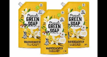 3 x Marcel's Green Soap - Wasverzachter - Navulling - Katoen & Vanille - Zachte frisheid- 30 Wasbeurten - 750 ml - Voordeelverpakking - 3 stuks