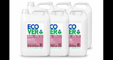 6 x Ecover - Vloeibaar wasmiddel - Wol & Fijnwas - Waterlelie & Honingmeloen - 5 liter - 111 wasbeurten - Voordeelverpakking - 6 stuks