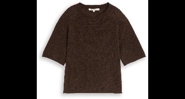Tom Tailor Denim - Lichtgewicht gebreide trui met alpaca-aandeel - Maat L - cool dark brown melange