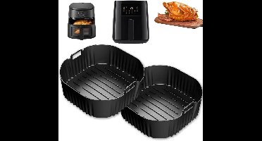 2 Stuks Silicone Air Fryer Liners, Herbruikbare Bakmatten voor 4L Modellen, Antiaanbak Coating en Vetvrije Bakpads, Geschikt voor Philips en Russell Hobbs Airfryers