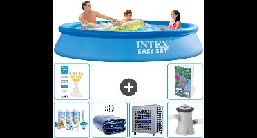 Intex Rond Opblaasbaar Easy Set Zwembad - 305 x 61 cm - Blauw - Inclusief Onderhoudspakket - Solarzeil - Warmtepomp - Zwembadfilterpomp - 7-delig
