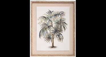 Ingelijst schilderij met plantenprint en verweerd effect TIANA