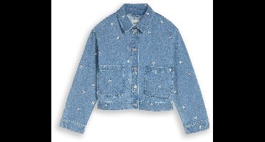 Tom Tailor Denim - Jeansjasje met borduursels - Maat S - blue white daisy embroidery