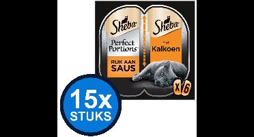 15x Sheba - Perfect Portions adult saus kalkoen mp 6x37,5gr - Kattenvoer Natvoer - 225 g