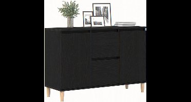 Sierra, Modern zwart eiken dressoir opbergunit voor woonkamer met eucalyptushouten poten stijlvolle buffetkast ruime oplossing 101 X 35 60 cm binnengebruik gemakkelijk te monteren