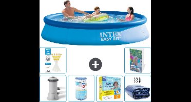 Intex Rond Opblaasbaar Easy Set Zwembad - 366 x 76 cm - Blauw - Inclusief Pomp Filter - Onderhoudspakket - Solarzeil - 7-delig