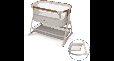 Maxi-Cosi Iora Plus Co-sleeper - Elegance Beige - 100% gerecyclede stoffen - Schommelfunctie - Rollende wielen - Dik matras