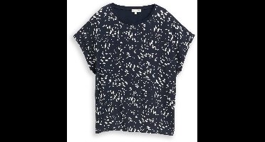 Tom Tailor - T-shirt in materiaalmix - Maat L - navy dot