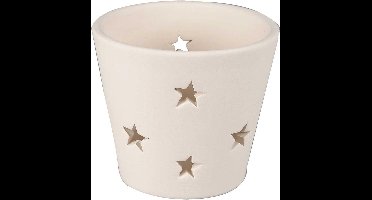 Waxinelicht met sterren, d: 7 cm, h: 6,5 cm, 12 stuk