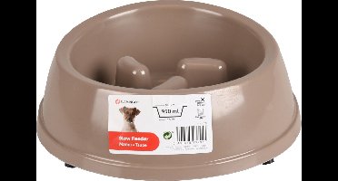 Anti schrokbak hond – slow feeder – voerbak hond – Ø23 cm – 950ml – Flamingo voerbak Mangi – taupe – rond