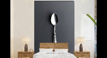 Behang - Fotobehang Zilver - Metaal - Lepel - Breedte 145 cm x hoogte 220 cm
