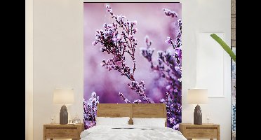 Behang - Fotobehang Lavendel - Winter - Bloemen - Paars - Breedte 145 cm x hoogte 220 cm
