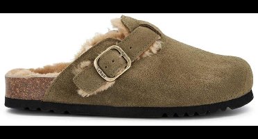 Klomp Scholl Women Fae New F Suede Sa Khaki-Schoenmaat 37