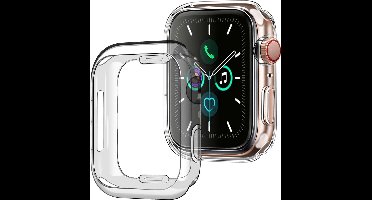 Hoesje - Geschikt voor Apple Watch Series 5 (40 mm) - Extra Sterk - Siliconen Case Cover - Smartwatch Full Bumper Hoes - Transparant