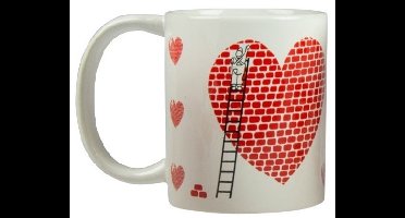 Arti Casa Mok Stenen Hart 300 Ml Keramiek Wit/rood