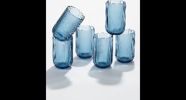 Mica Decorations Merlot Drinkglas - Set van 6 - 400 ml - Blauw