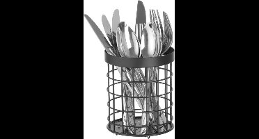 HENDI Bestekhouder – matzwarte poedercoating – Ø125x(H)145mm – metaal – roestvast staal