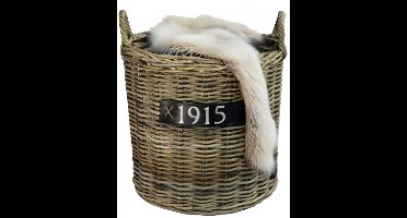 Van der Leeden Opbergmand - op wieltjes - bruin - rond - D50 x H50 cm - rotan - gevlochten riet - mand