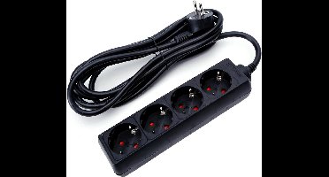 Stekkerdoos - Verlengsnoer - Igia Hambu - 3680W - 4 Stopcontacten - 3 Meter - Zwart | Nederland