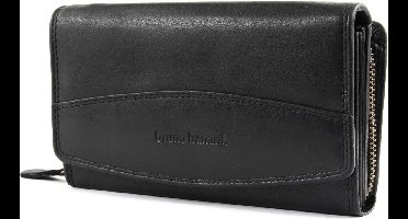 bruno banani Leren Portemonnee Lavato Wallet with Flap Black Zwart