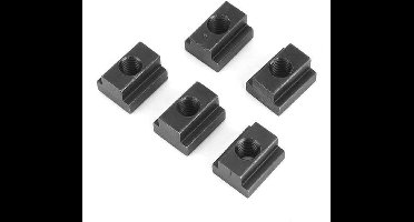KARZO - Set van 5 zwarte T-groefstenen met zoxide-afwerking voor gereedschapstafels - M8/10 schroefdraad | Handige accessoires voor werkbanken