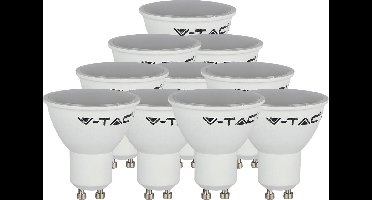 V-TAC VT-1975-N LED Spotlight - SMD - GU10 - Melkachtige Afdekvoet - IP20 - Dag Wit - 4,5W - 4000K - SMD - Rond - 50 x 56,5mm - Set van 10