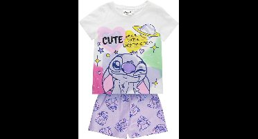 Disney Stitch Zomerset Meisjes – T-shirt en Korte Broek – Paars – Kinder Kleding Set