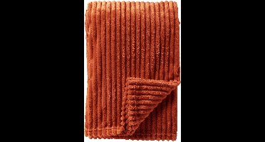 Dutch Decor - MARTHY - plaid 140x180 cm - ribfluweel - gerecycled - Potters Clay - oranje