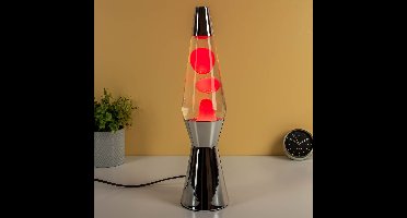 Bullet lavalamp zilver met rode lava van Fisura