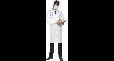 Smiffy's Dokter kostuum - wit - heren - met mondkapje - carnaval - ziekenhuis thema 48/50