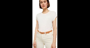 Tom Tailor Denim - TTMEGHAN smalle leren riem met afgeronde gesp - Maat 95 - light cognac
