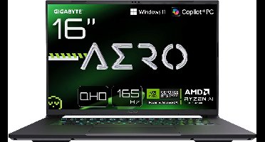 GIGABYTE AERO X16 2WHA3EEC65DP - QHD Gaming Laptop - Ryzen AI 9 HX 370 - RTX 5070 - 16 inch - 165 Hz