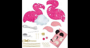 Lena Sleutelhangerset Flamingo Meisjes Kunstleer Roze 8-delig