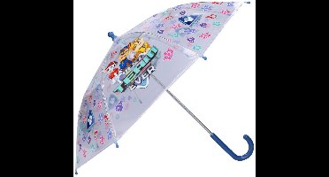 Paw Patrol Rainy Days Paraplu - Blauw / Transparant - 60 x 71 x 71 cm - Kinderparaplu - Chase, Rubble & Marshall