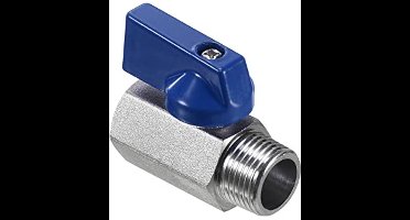 KARZO - 3/8 NPT Messing Mini Kogelklep - NPT Vrouwelijk naar Mannelijk - Blauwe Shut-Off Klep