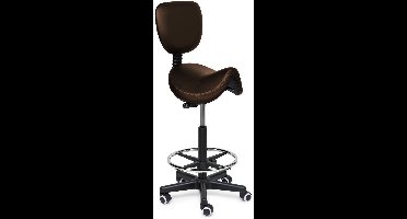 Ergonomische Zadelkruk met Rugleuning Comfort Bruin op Wielen Laag (40-57cm) / Met voetsteun / Standaard wielen