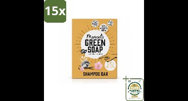 15 x Marcel's Green Soap - Shampoobar - Vanilla & Cherry Blossom - Versterkt & verzorgt - 90 gr - Wasstrips - Shampoobar - Natuurlijke Shampoo - Biologisch Afbreekbaar - Vegan Shampoo - Sulfaatvrij Shampoo