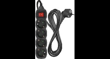 EMOS Verlengsnoer 3 m / 4 stopcontacten / met schakelaar / zwart / PVC / 1,5 mm², PC1423R